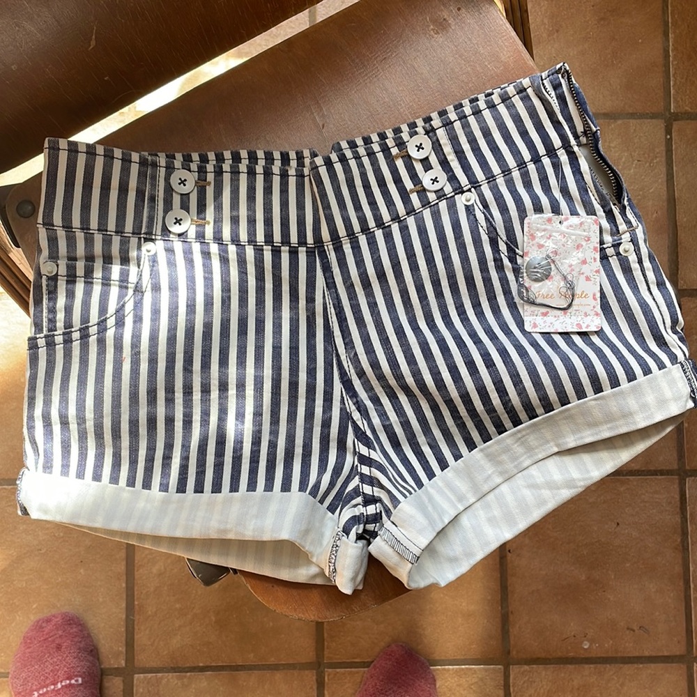 New Free people Ivroy blue striped shorts ntw
